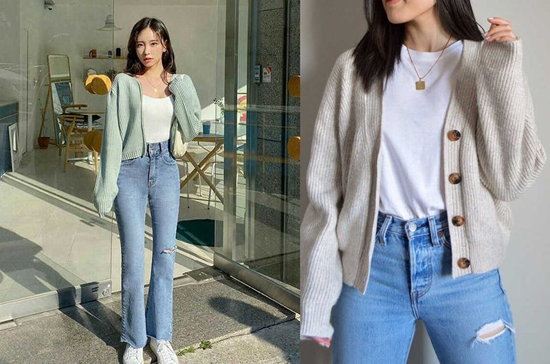 Phối đồ công sở cho nữ với áo cardigan