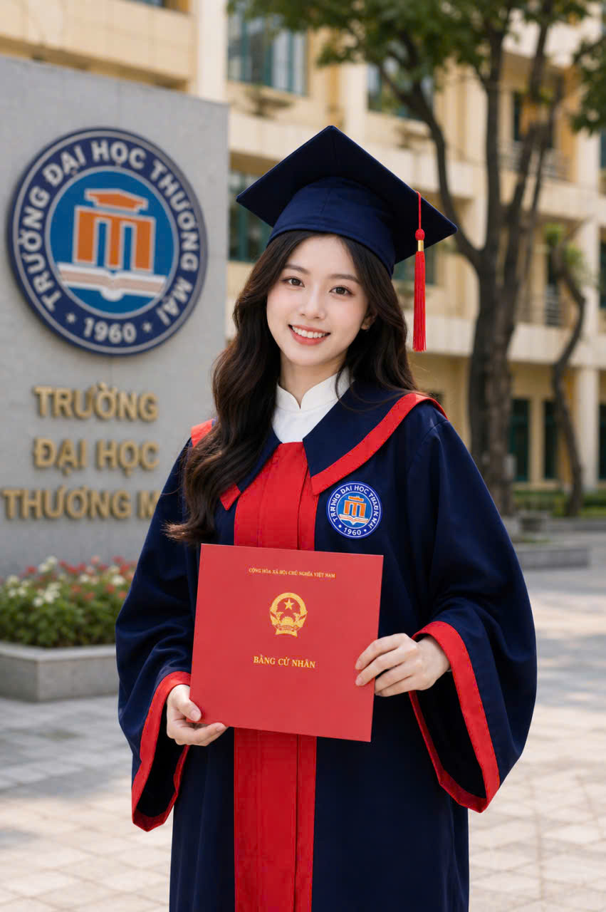 áo cử nhân Đại học Thương Mại