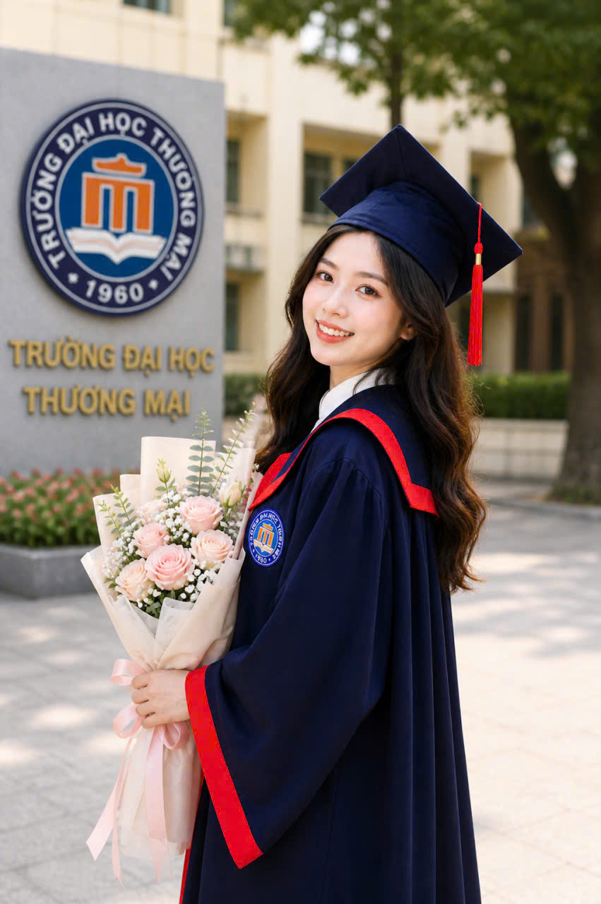 áo cử nhân Đại học Thương Mại