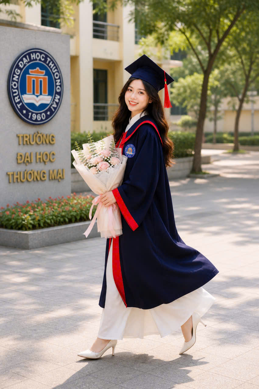 áo cử nhân Đại học Thương Mại