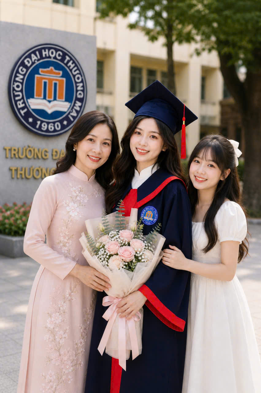 áo cử nhân Đại học Thương Mại
