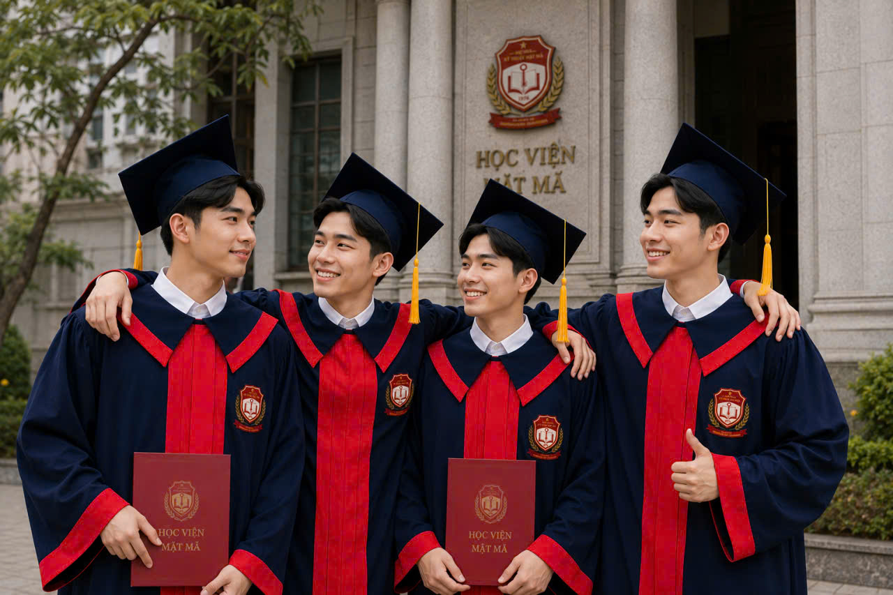 thuê áo cử nhân Học viện Kỹ thuật mật mã