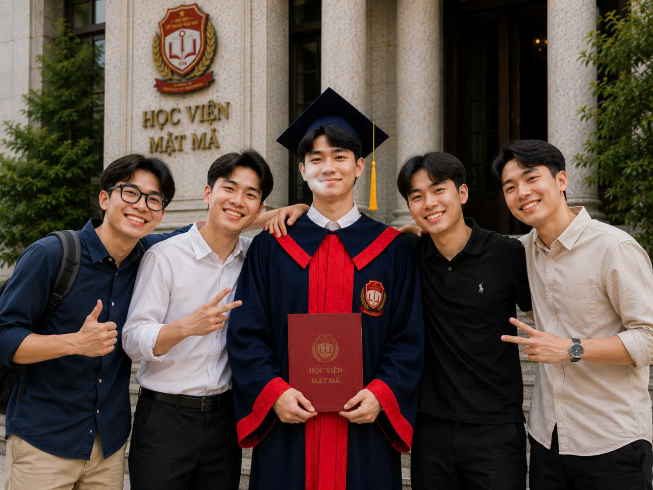 thuê áo tốt nghiệp Học viện Kỹ thuật mật mã